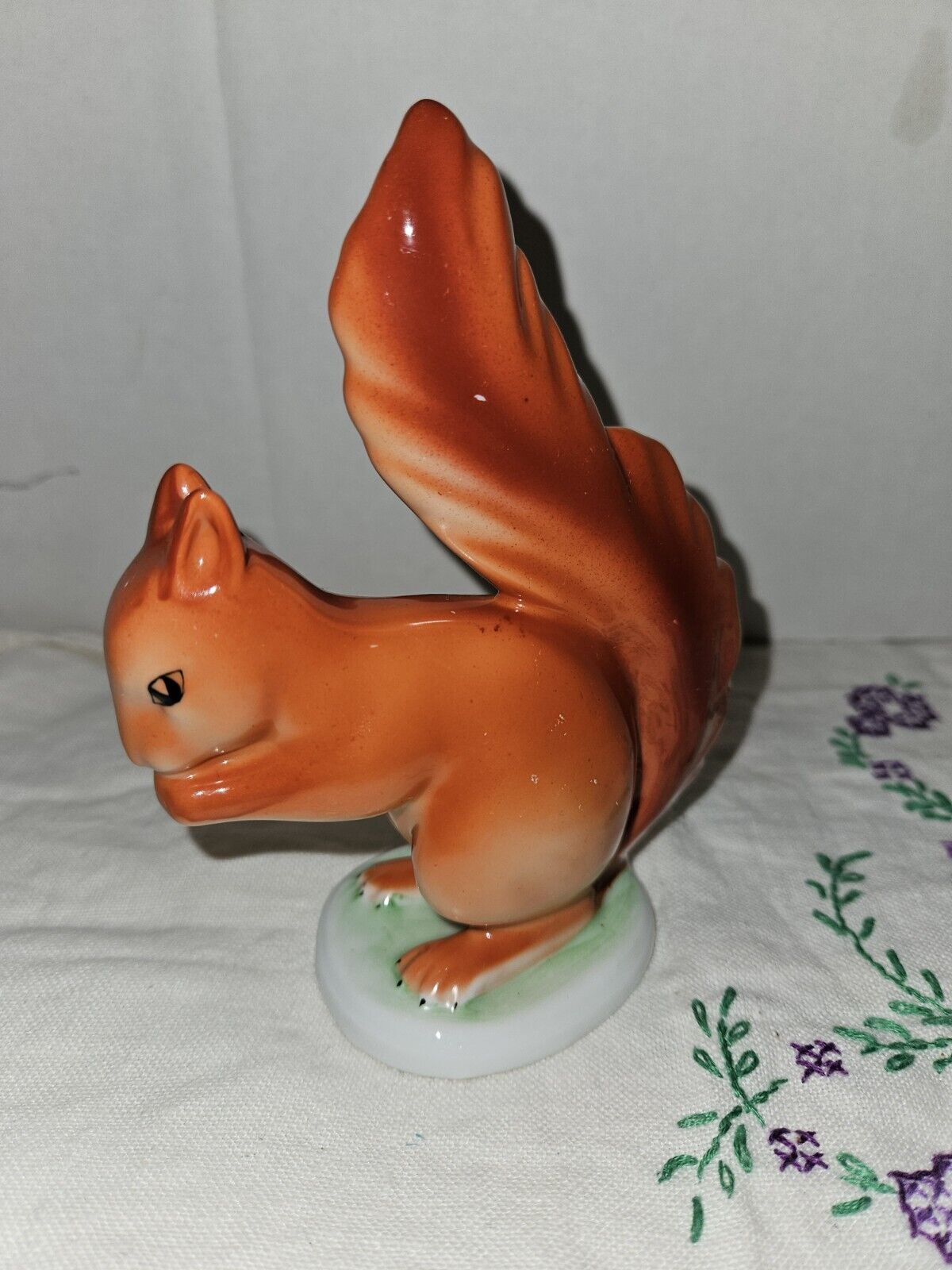 Vintage Hollohaza Porcelain Squirrel Figurine Made in Hungary