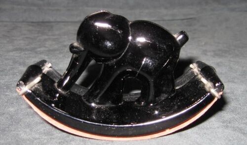 Vintage Black Amethyst Glass Elephant Blotter
