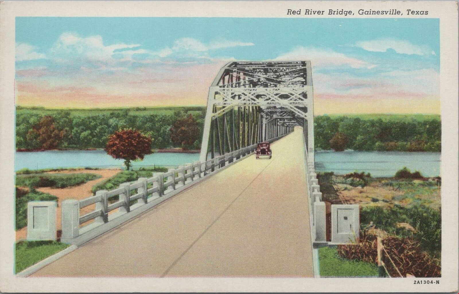 Postcard Red River Bridge Gainesville Texas TX 