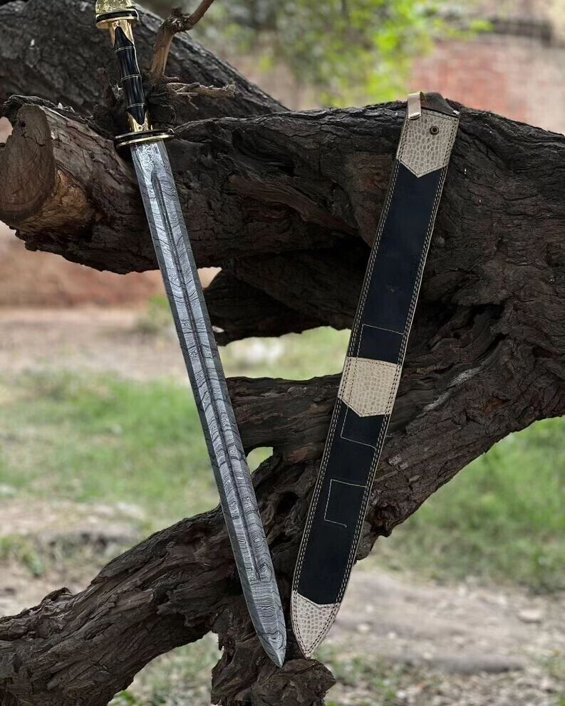 Custom Handmade Damascus steel Sword , Custom made, with Brass Gaurad