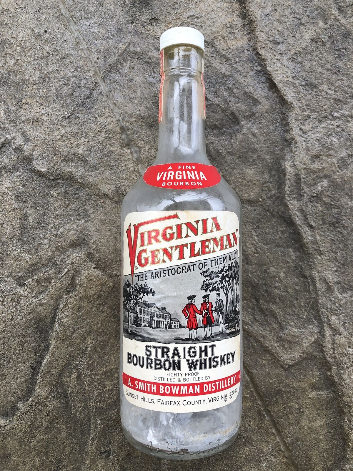 Vintage Virginia Gentleman 4/5 Quart Whiskey Bottle Fairfax