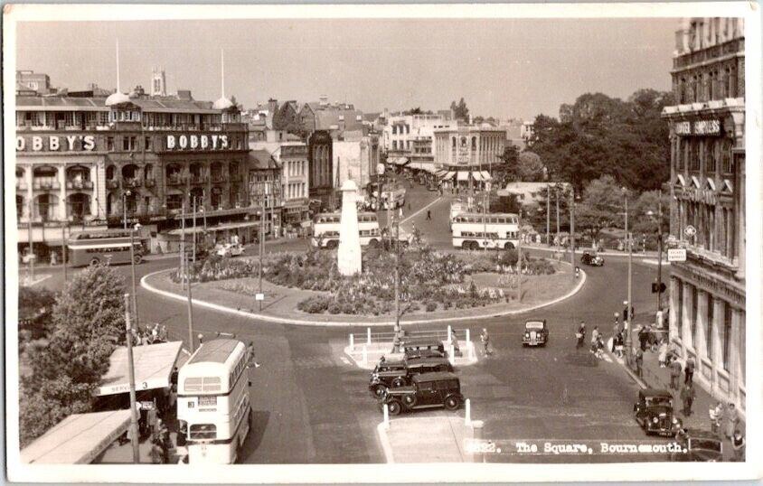 Vintage Postcard, RPPC Real Photo, Street View, The Square, Bournemouth 4822