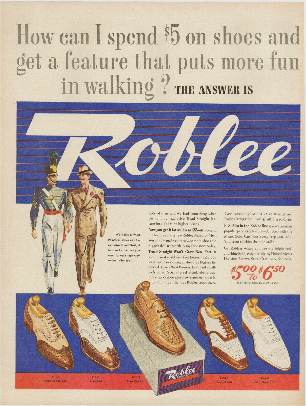 1939 Roblee Shoes For Men Footwear Men Vintage Print Ad