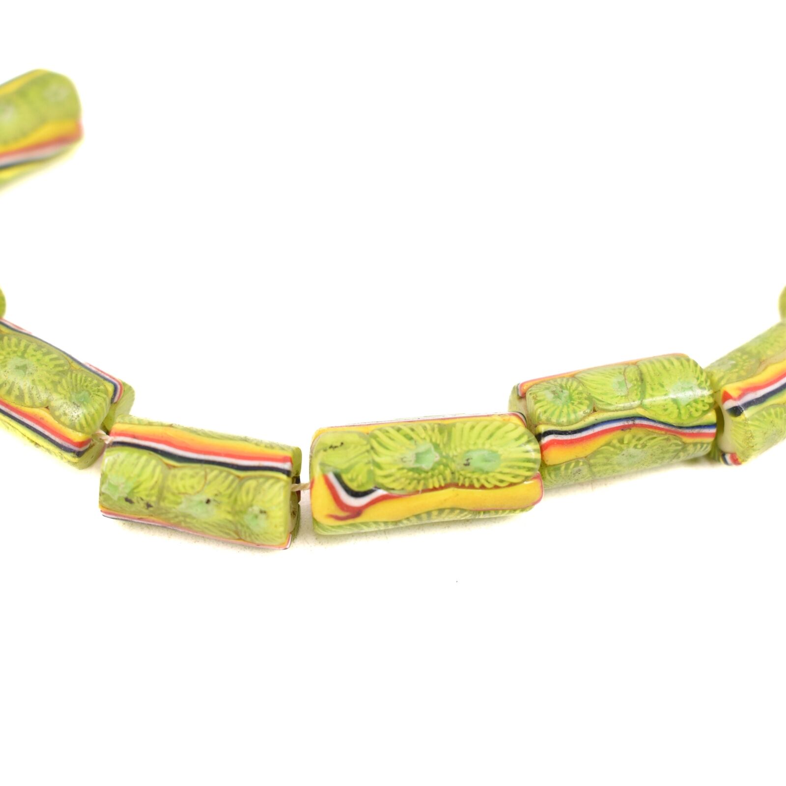 9 Rare Lime Millefiori Trade Beads