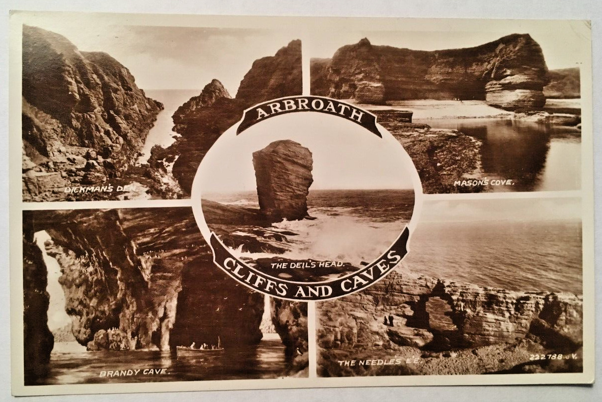 RPPC Real Photo Postcard - Arbroath Cliffs And Caves Scotland - Unposted