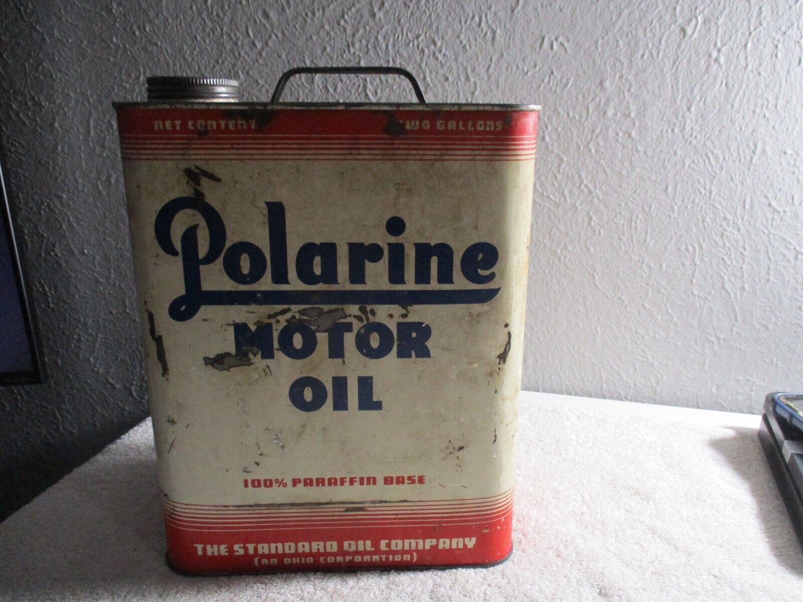 Vintage Polarine Motor Oil Can 2 Gallon Standard Oil Ohio empty