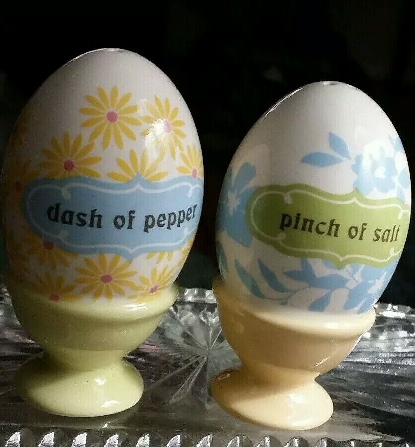Ceramic EGG SHAPED salt and pepper shakers set made in China