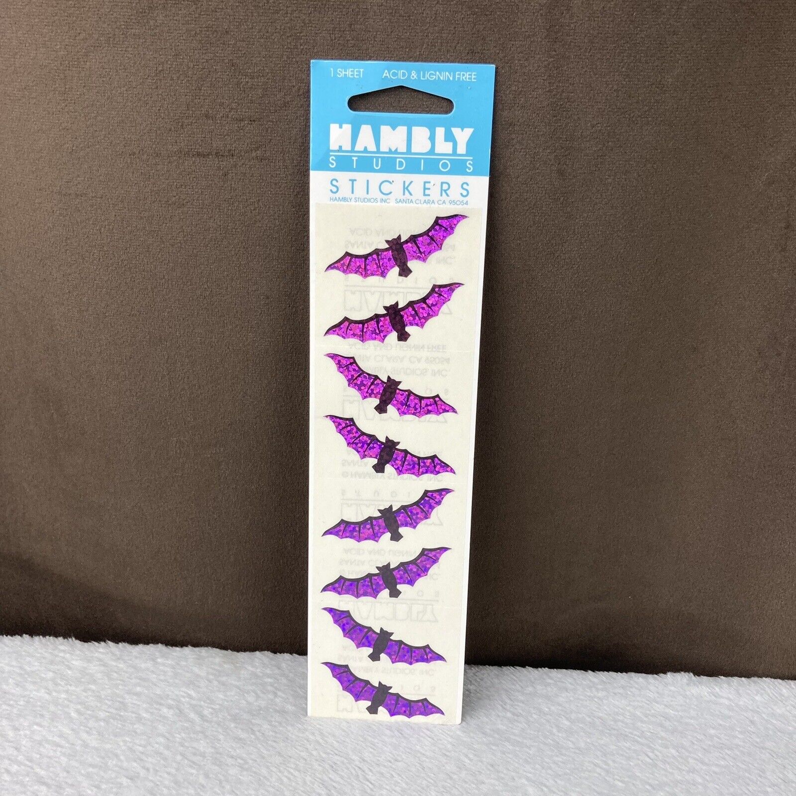 NEW & SEALED Vtg 1980s Hambly Purple Halloween Bats Prism Stickers 90s RARE