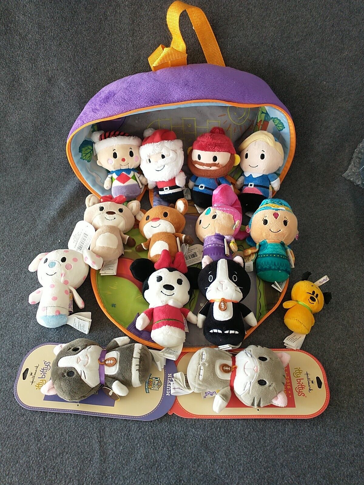 Hallmark Itty Bittys Plush Lot of 14 and Carrying Case/Backpack