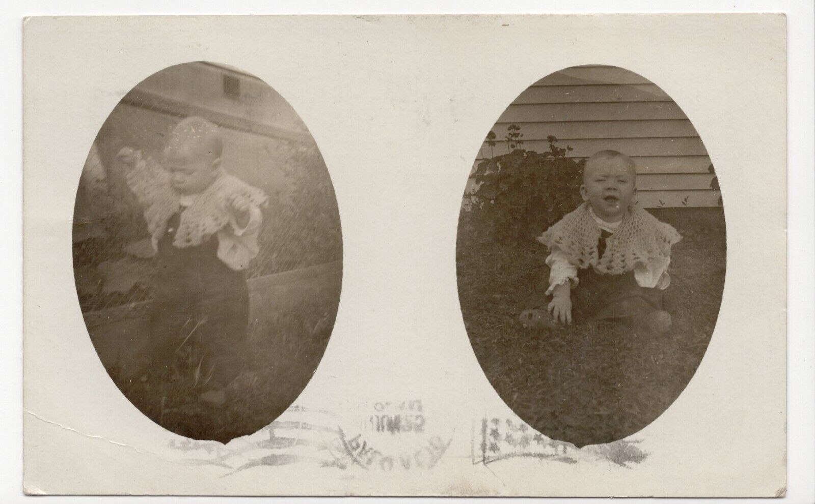 Real Photo RPPC Toddler Wearing Knit Shawl 1907 Posted Postcard