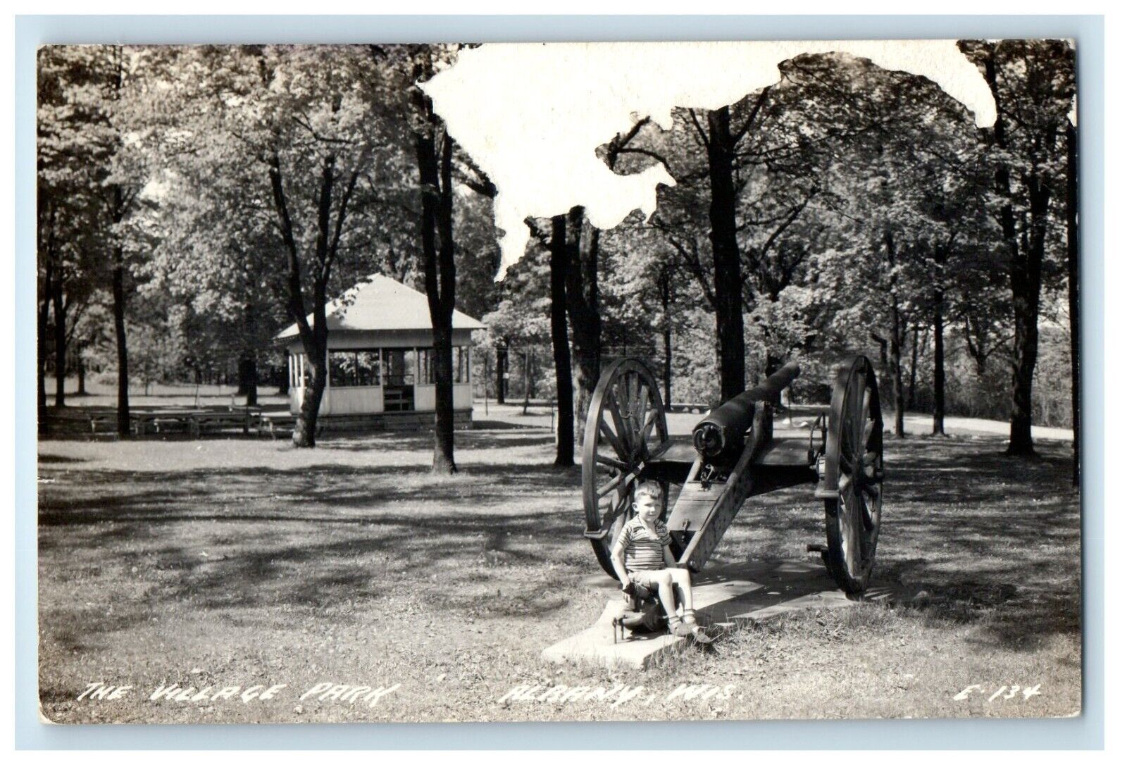 c1940\'s The Village Park Little Boy Albany Wisconsin WI RPPC Photo Postcard