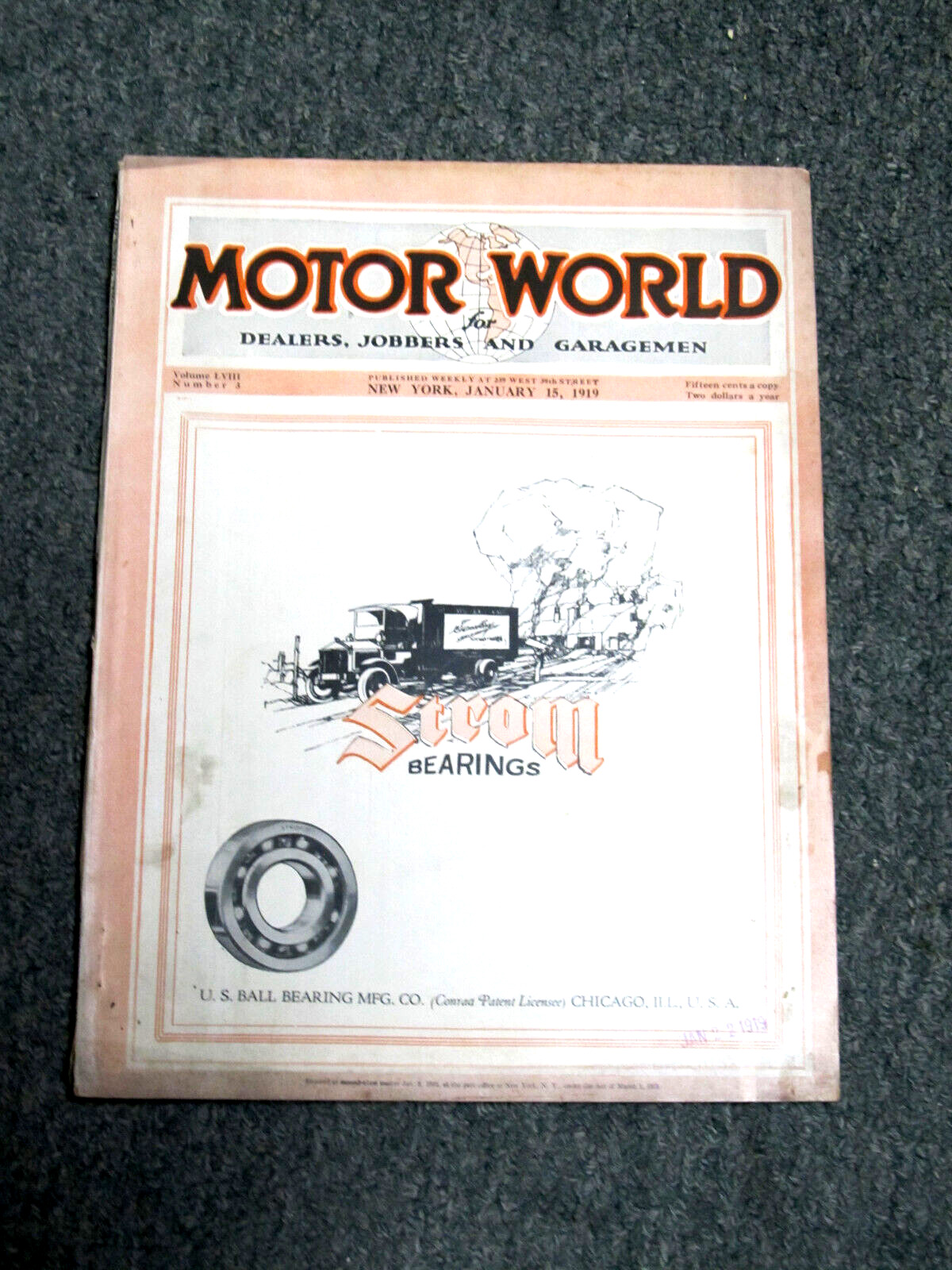 JANUARY 15, 1919 Motor World Magazine, DEALERS, JOBBERS, AND GARAGEMEN