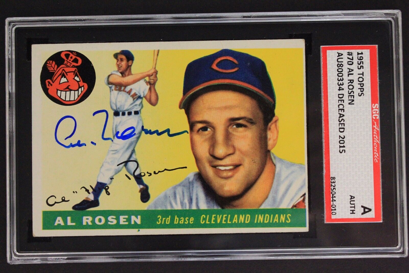 AL ROSEN Indians 1955 TOPPS #70 Autographed Signed Card SGC Authentic