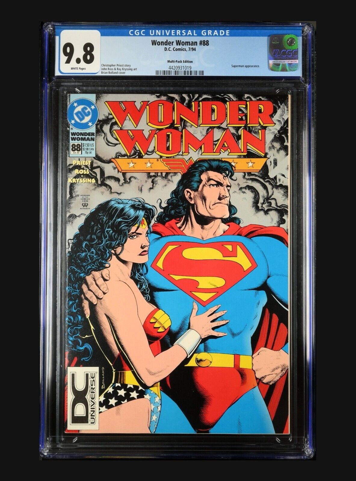 Wonder Woman #88 DC 1994 CGC 9.8 Superman/WW Bolland Cover 1 of 3 DCU Logo 9.8\'s