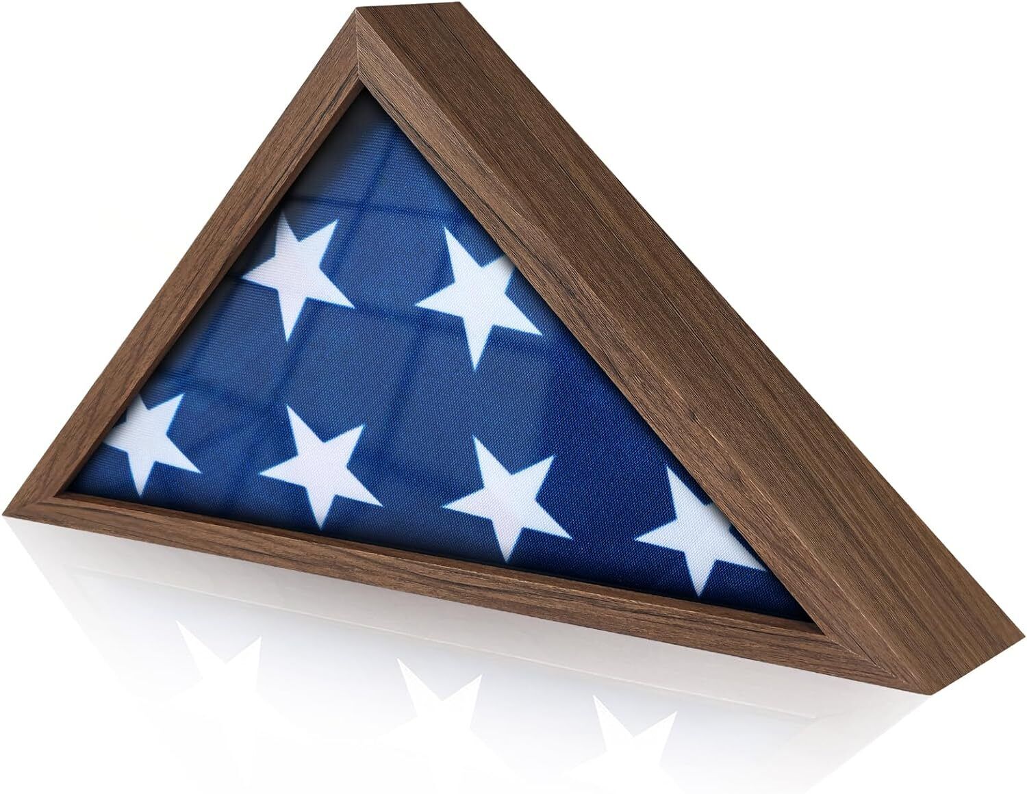 Flag Box Display Case for 3\'x5\' American Folded Flag Solid Wood Military Veteran