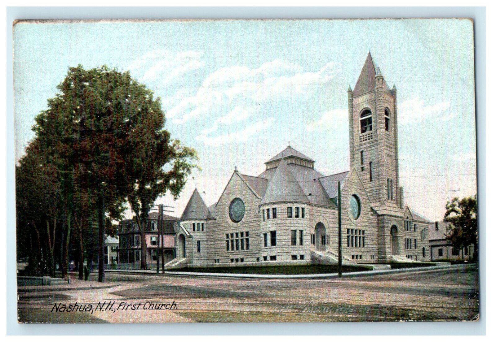 c1905s First Church Nashua New Hampshire NH Unposted Antique Postcard