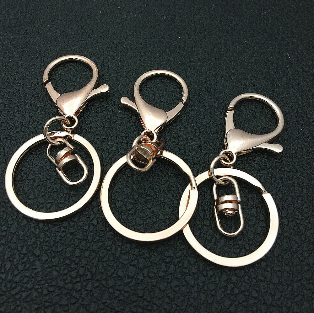 10Pcs 25mm Rose Gold Keychain Key Ring DIY Jewelry Accessories 