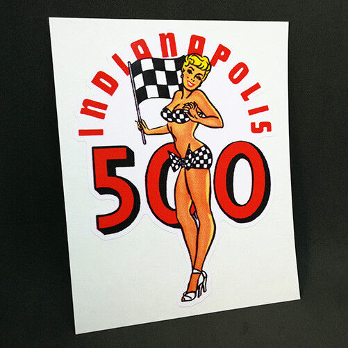 Indianapolis 500 Pinup Vintage Style Travel Decal / Vinyl Sticker, Luggage Label