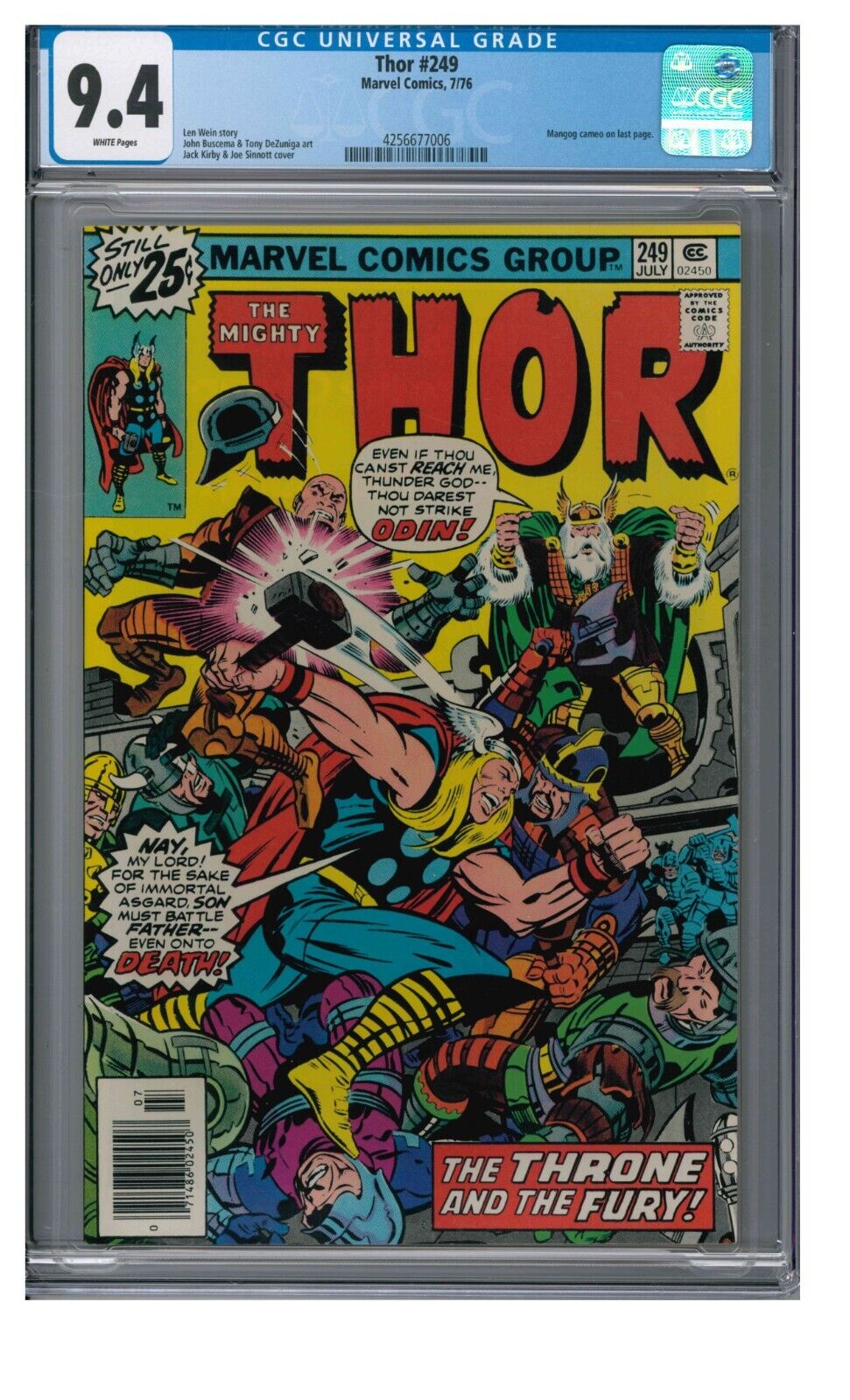 Thor #249 (1976) Bronze Age Jack Kirby Cover CGC 9.4 White Pages ED842