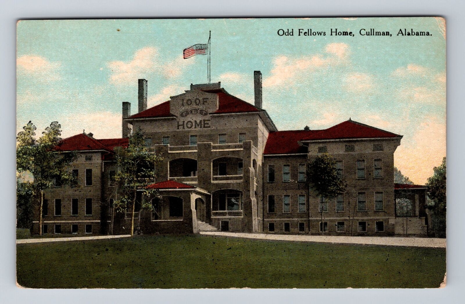 Cullman AL-Alabama, Odd Fellows Home, Antique, Souvenir Vintage Postcard