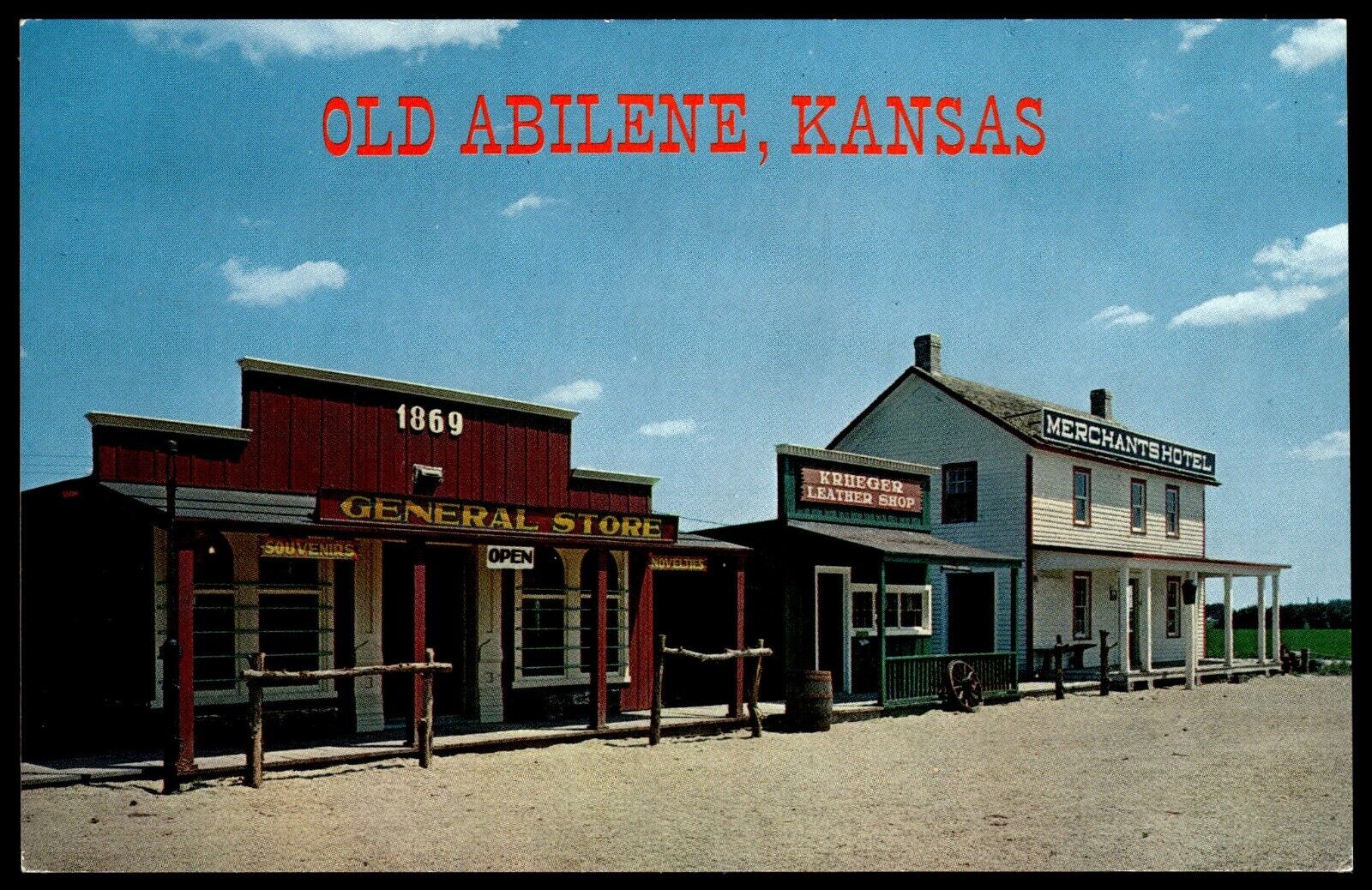 Postcard Chrome Old Abilene Kansas General Store Merchants Hotel