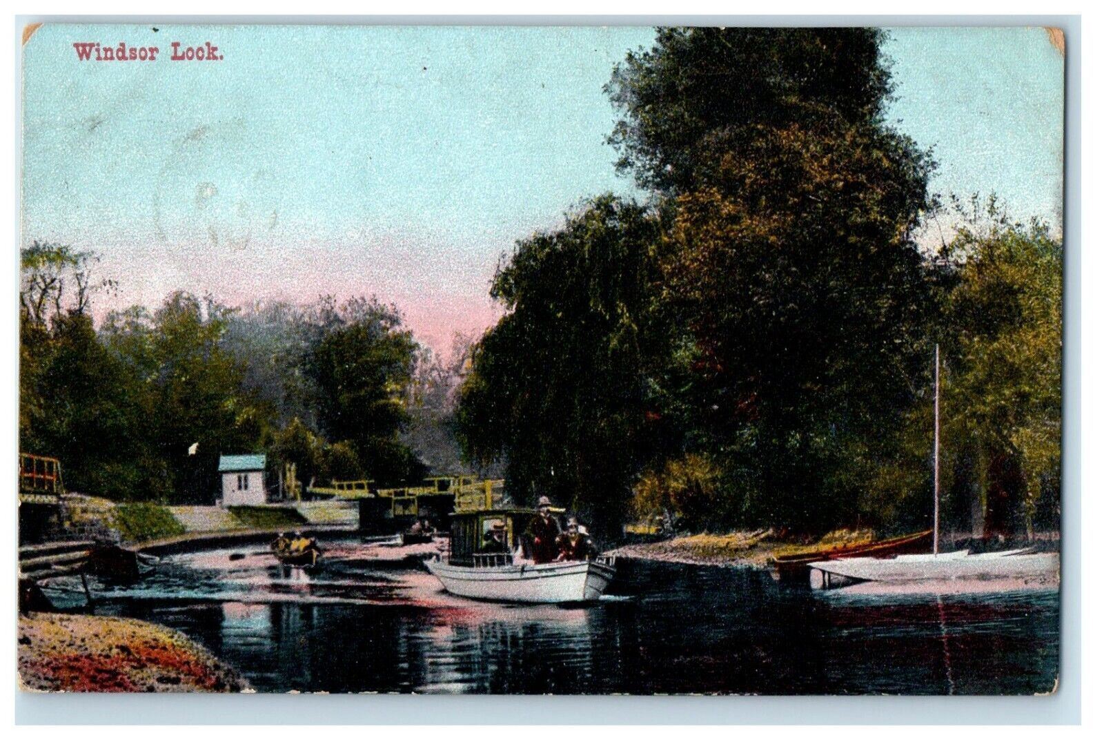 c1910\'s Windsor Look Scene Boat St. Catharines Ontario Canada Antique Postcard