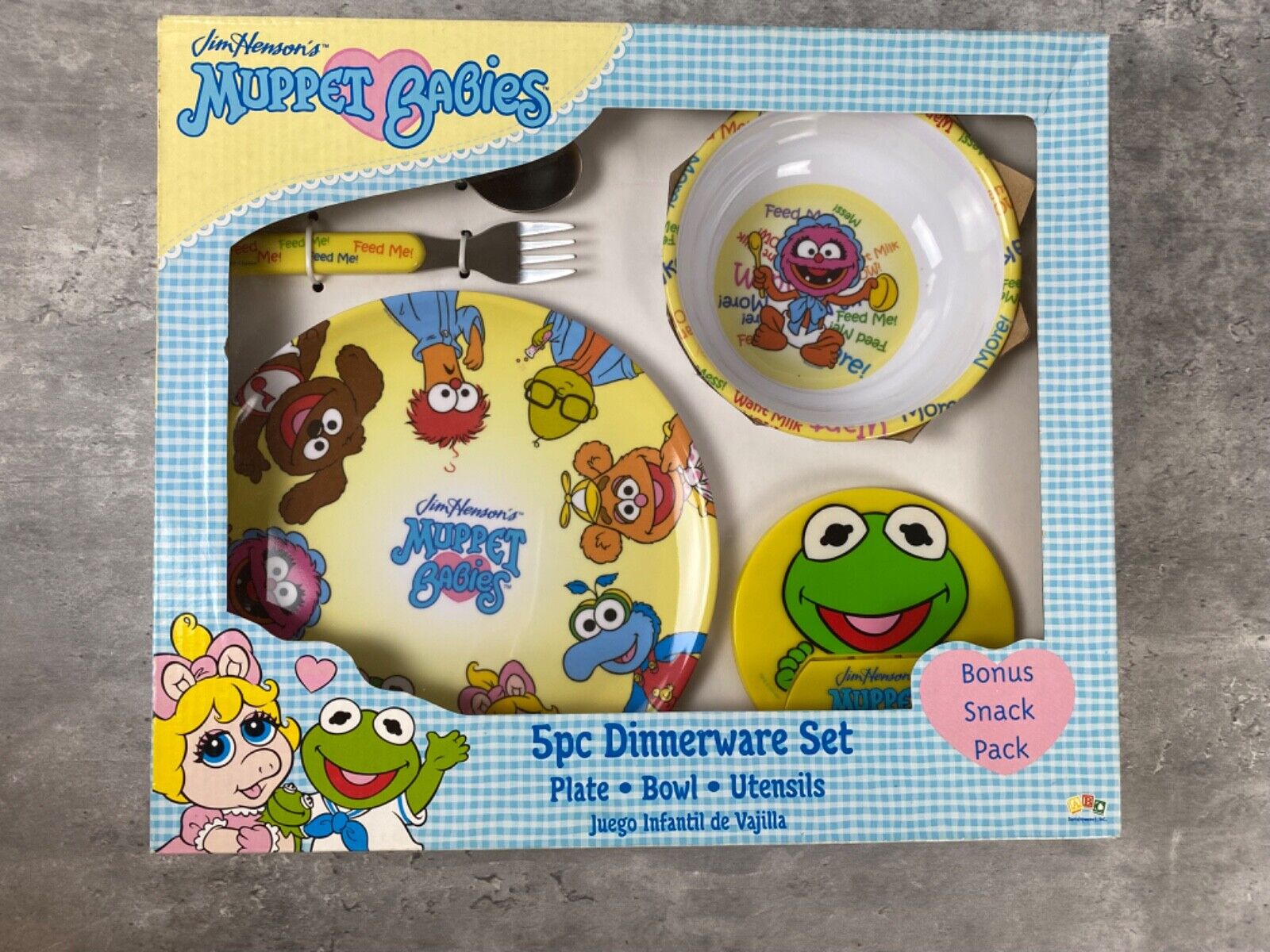 Vintage 80s Jim Henson Muppet Babies 5pc Dinnerware Set RARE Kids Plate Utensils