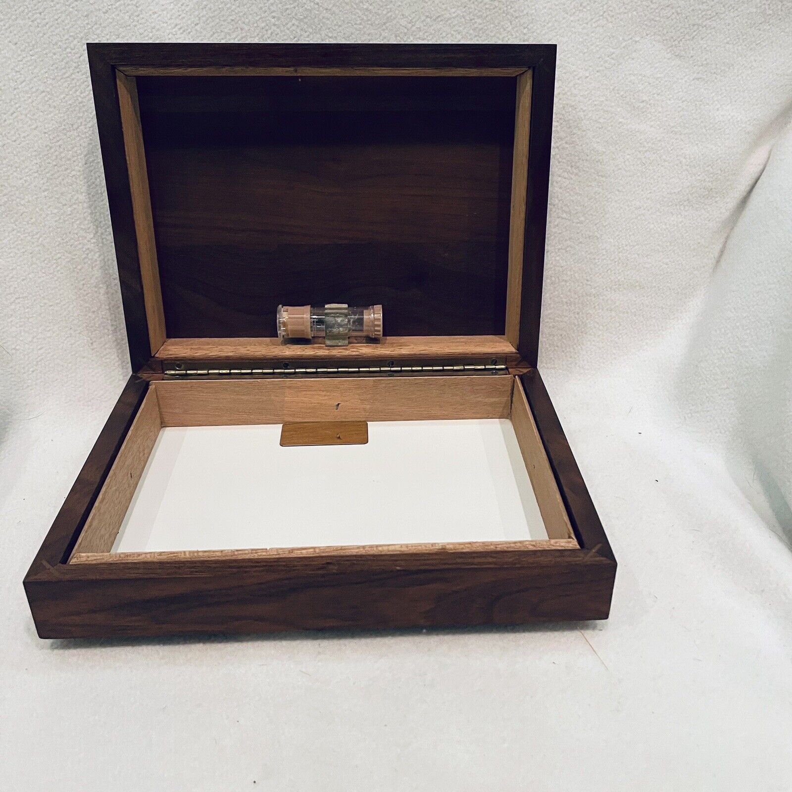 Vintage Solid American Walnut Cigar Box Humidor Or Cannabis Box