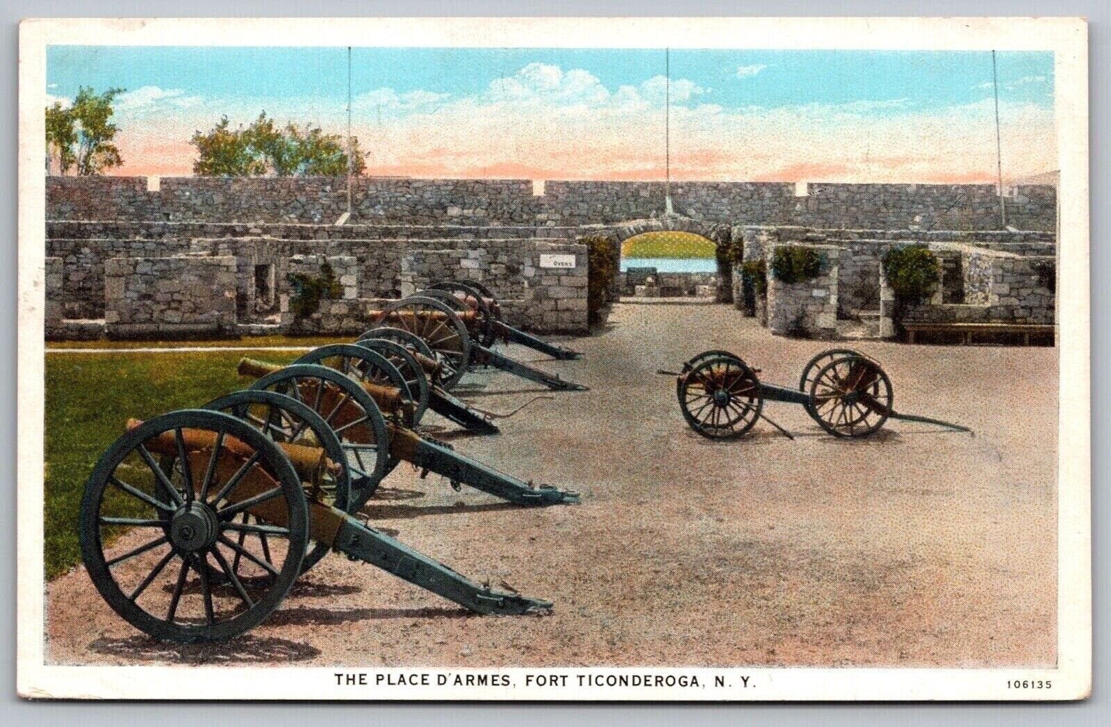 Place D Armes Fort Ticonderoga New York Cannons Lake Champlain Historic Postcard