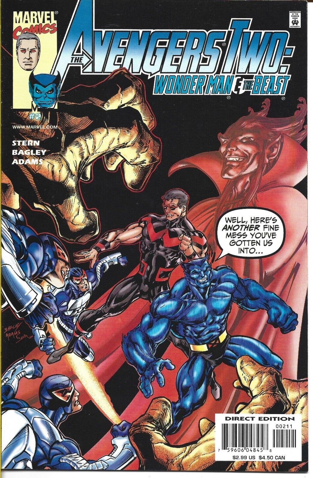AVENGERS TWO WONDER MAN AND BEAST #2 MARVEL COMICS 2000 BAGGED AND BOARDED