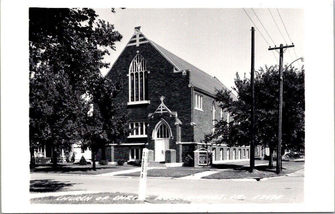 Real Photo Postcard Church of Christ in Rock Rapids, Iowa