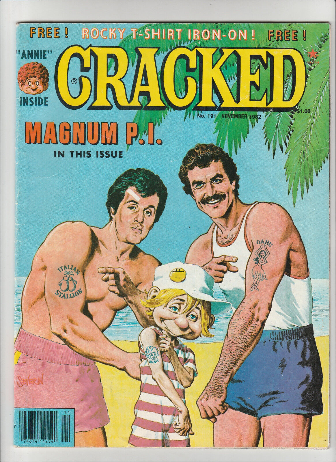 Cracked Magazine #191 Nov. 1982 Magnum P.I. Rocky Stallone (5.5) Fine– (FN-)