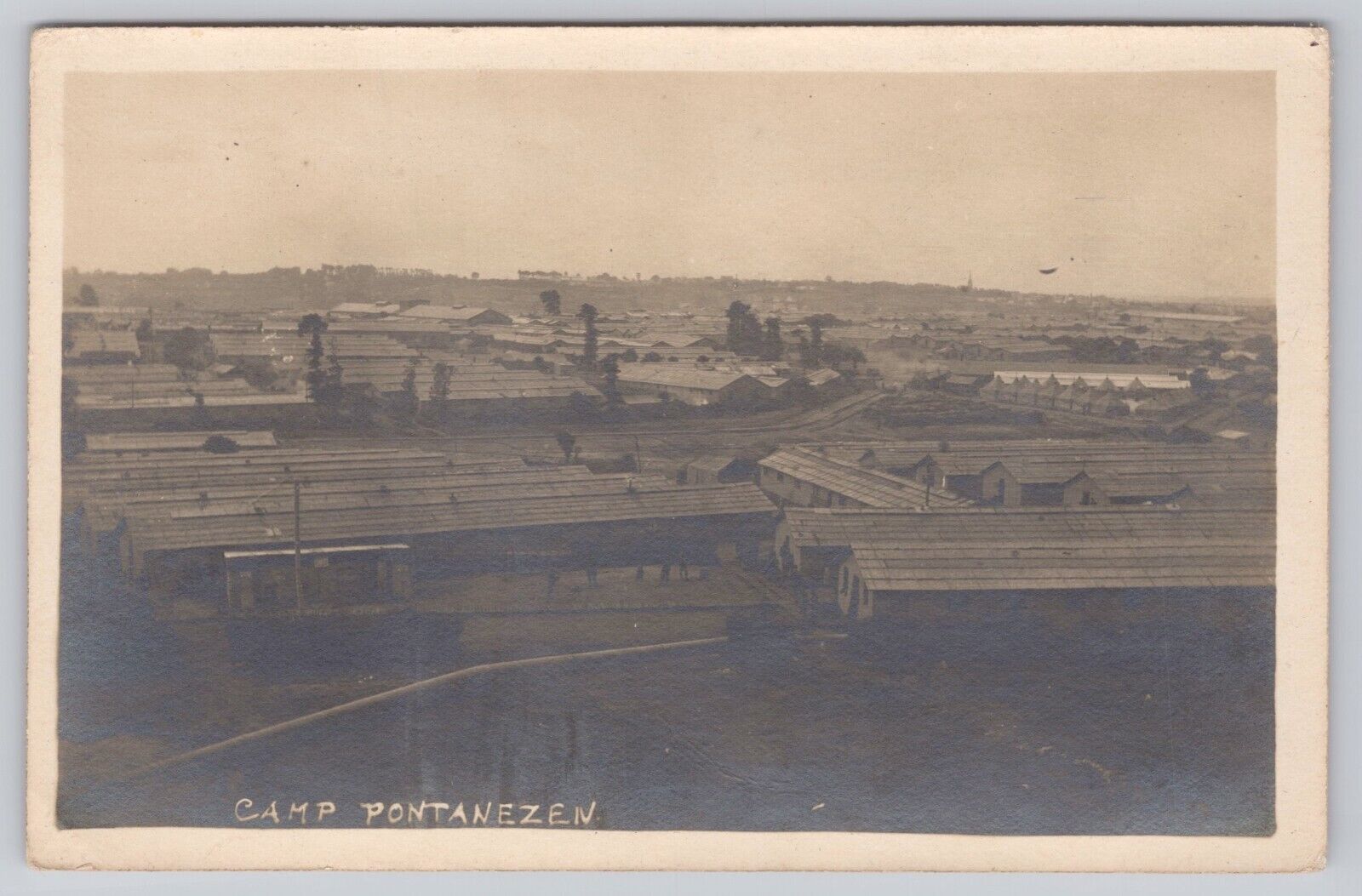 Brest France, Camp Pontanezen WWI Birdseye View Vintage RPPC Real Photo Postcard