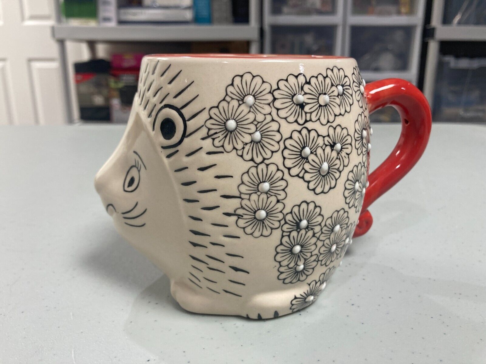 Yokohama Studio Hand Painted Hedgehog or Porcupine Coffee Mug Raised Design