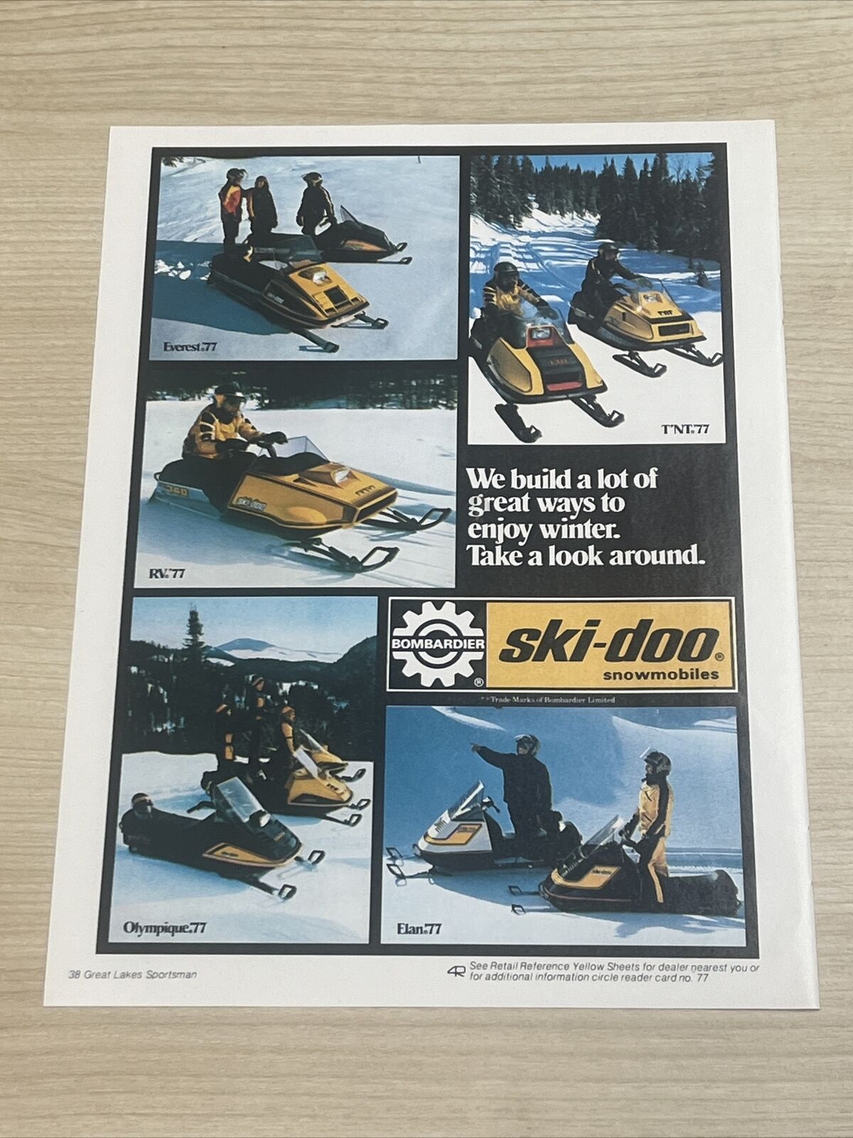 1976 Ski-doo Snowmobiles Bombardier Vintage Print Ad Great Lakes Sport Magazine