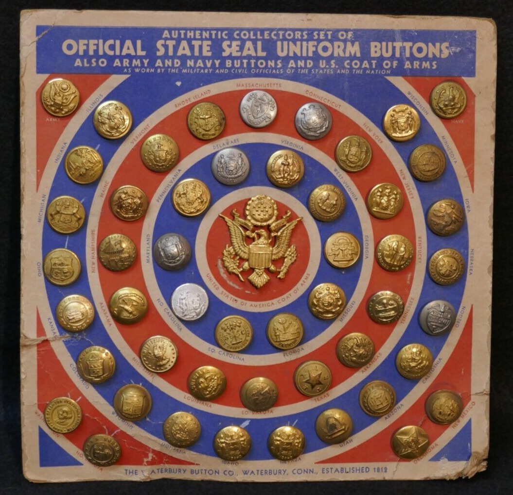 Original WWII US Collection Official State Seal Uniform Buttons Rare WW2