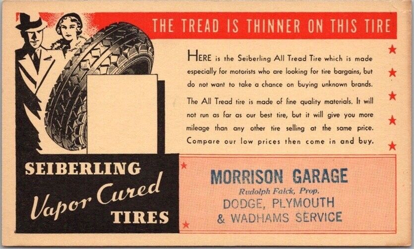 c1930s MORRISON, WI Ad Postcard MORRISON GARAGE Dodge Dealer \