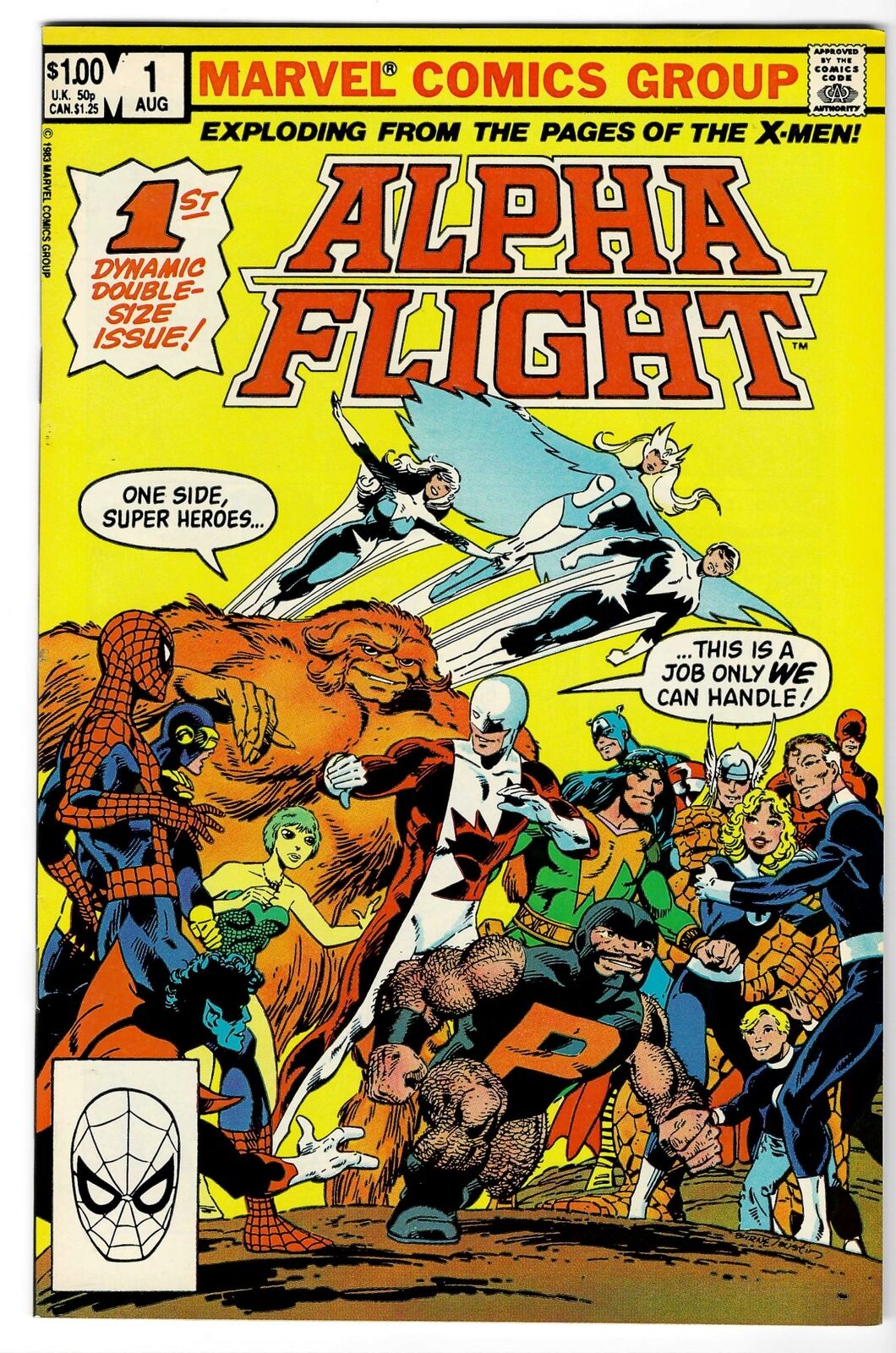 Alpha Flight Comic Book #1 John Byrne Autographed Marvel 1983 VERY HIGH GRADE
