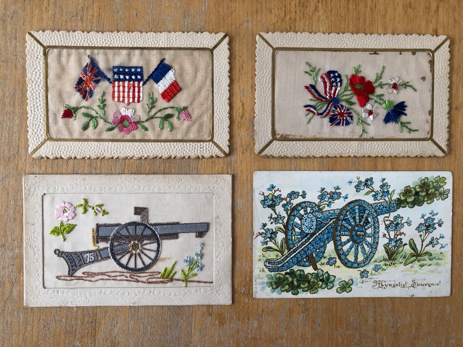 CPA 4 Embroidery Cards 1914_1918