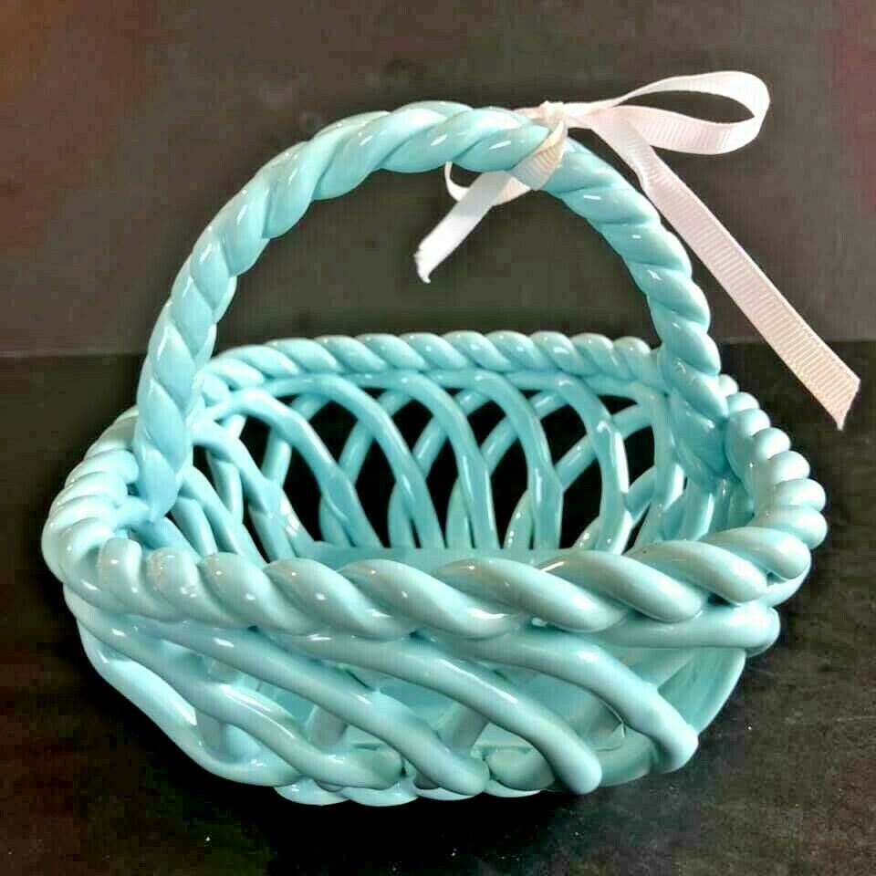 Grace's Pantry Hand Woven Light Blue Basket Pottery