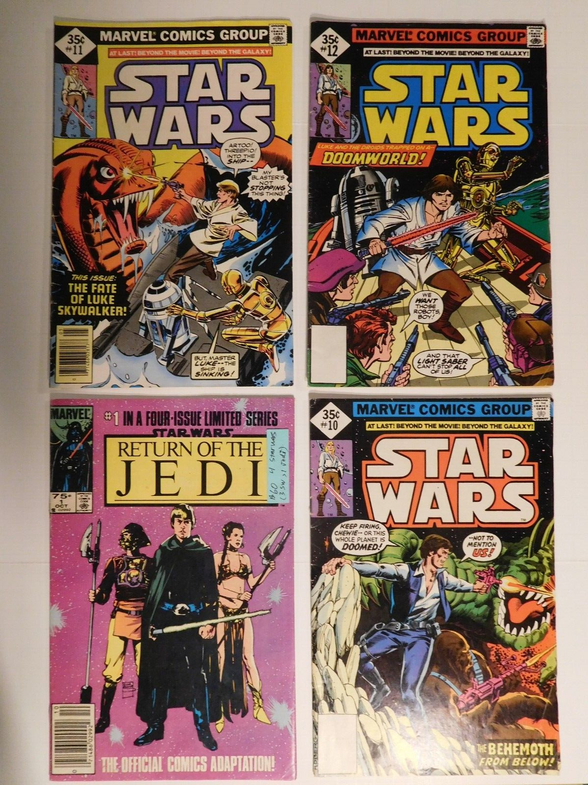 Return Jedi  #1 & Star Wars #\'s 10,11,12 ~ Vintage .75 & .35 Cent Comic Books ~