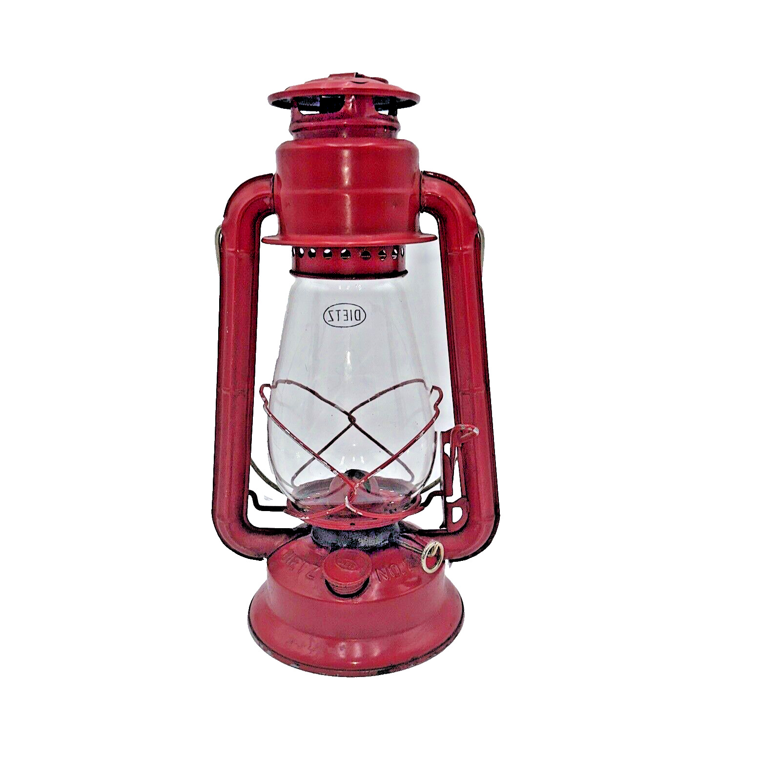 Vintage DIETZ Junior No 20 Red Kerosene Lantern Lamp w/ Glass Globe 12.5 in tall