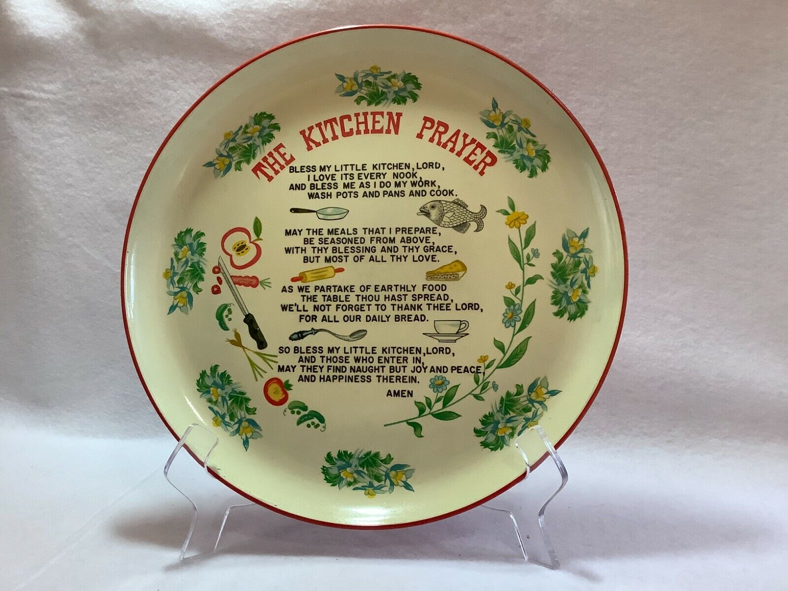 The Kitchen Prayer Vintage Tray Collectible Kitchen Kitch House Decor Farmhouse