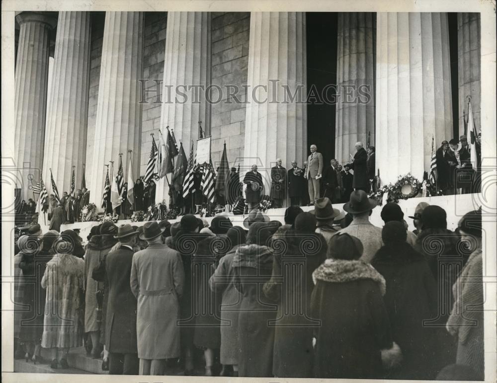 1932 Press Photo Services At Lincoln Memorial For Abraham\'s Birthday