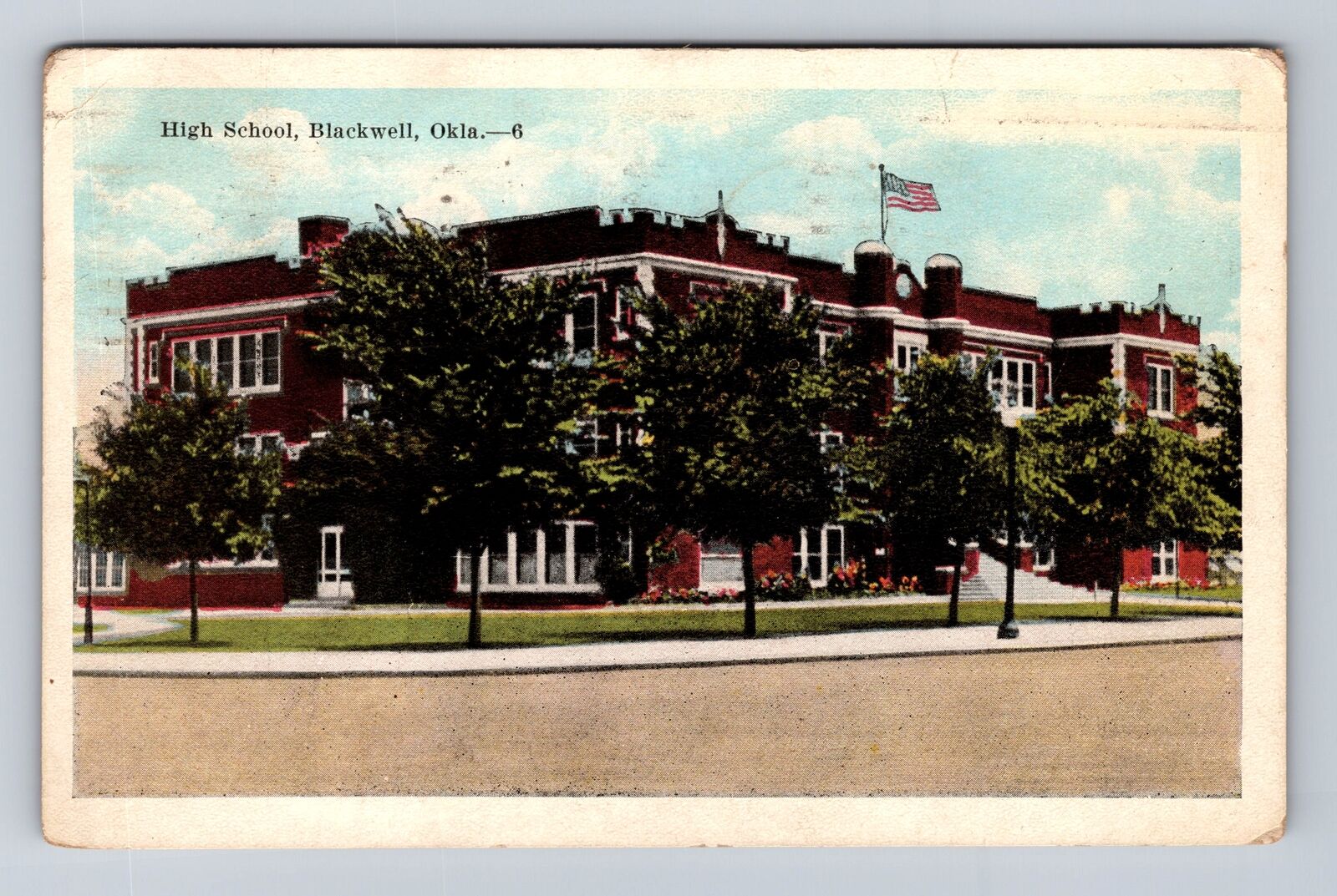 Blackwell OK-Oklahoma, High School, Antique, Vintage c1922 Postcard