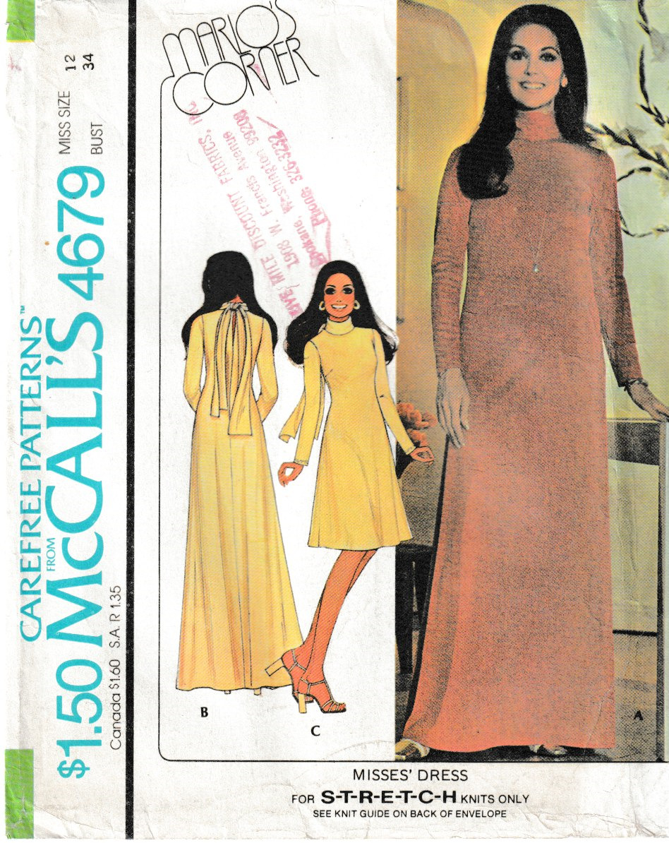 McCall\'s Pattern 4679 Marlo\'s Corner Cut-Out Back Dress, Size 16, FF