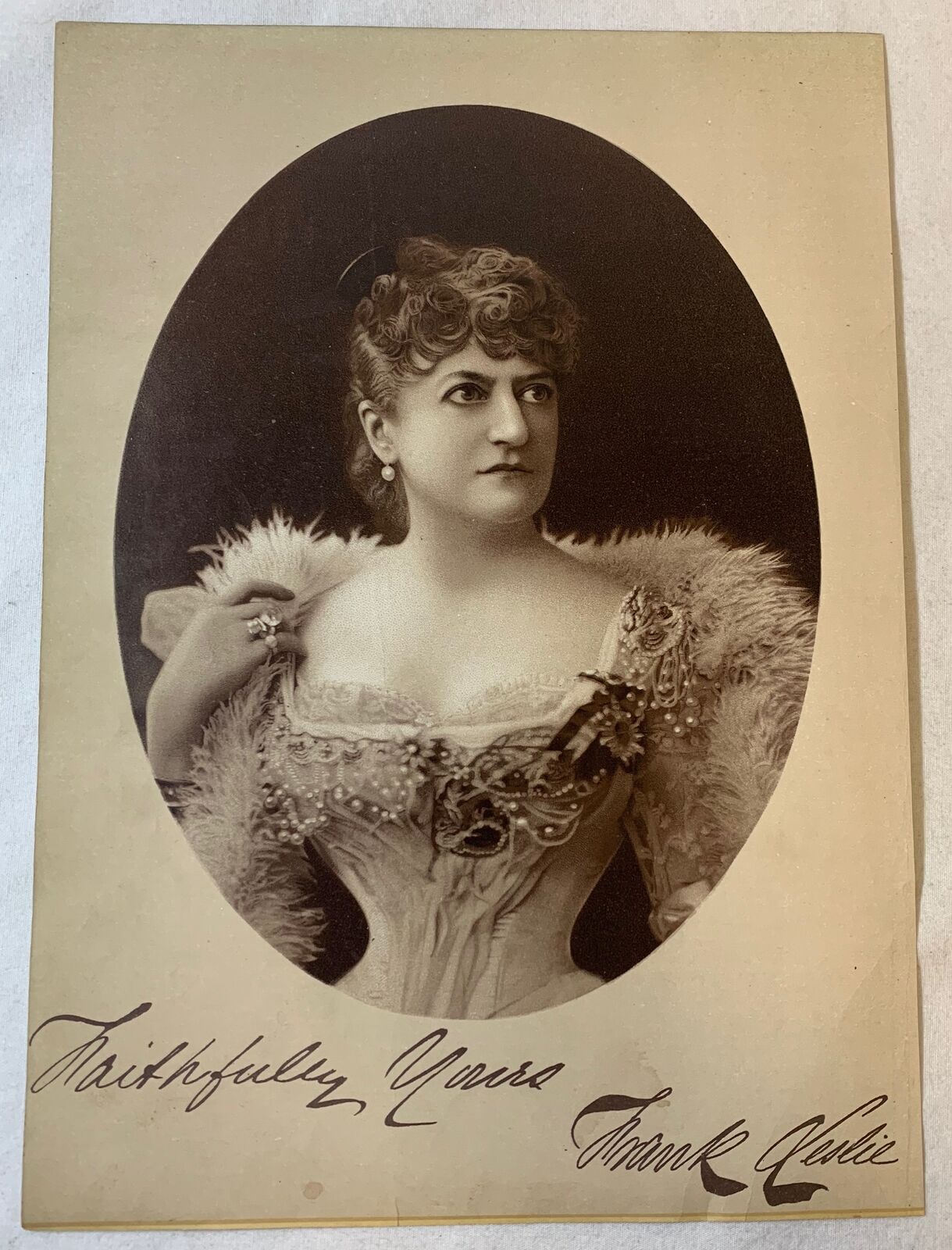 1894 lithograph ~ business woman MRS FRANK LESLIE