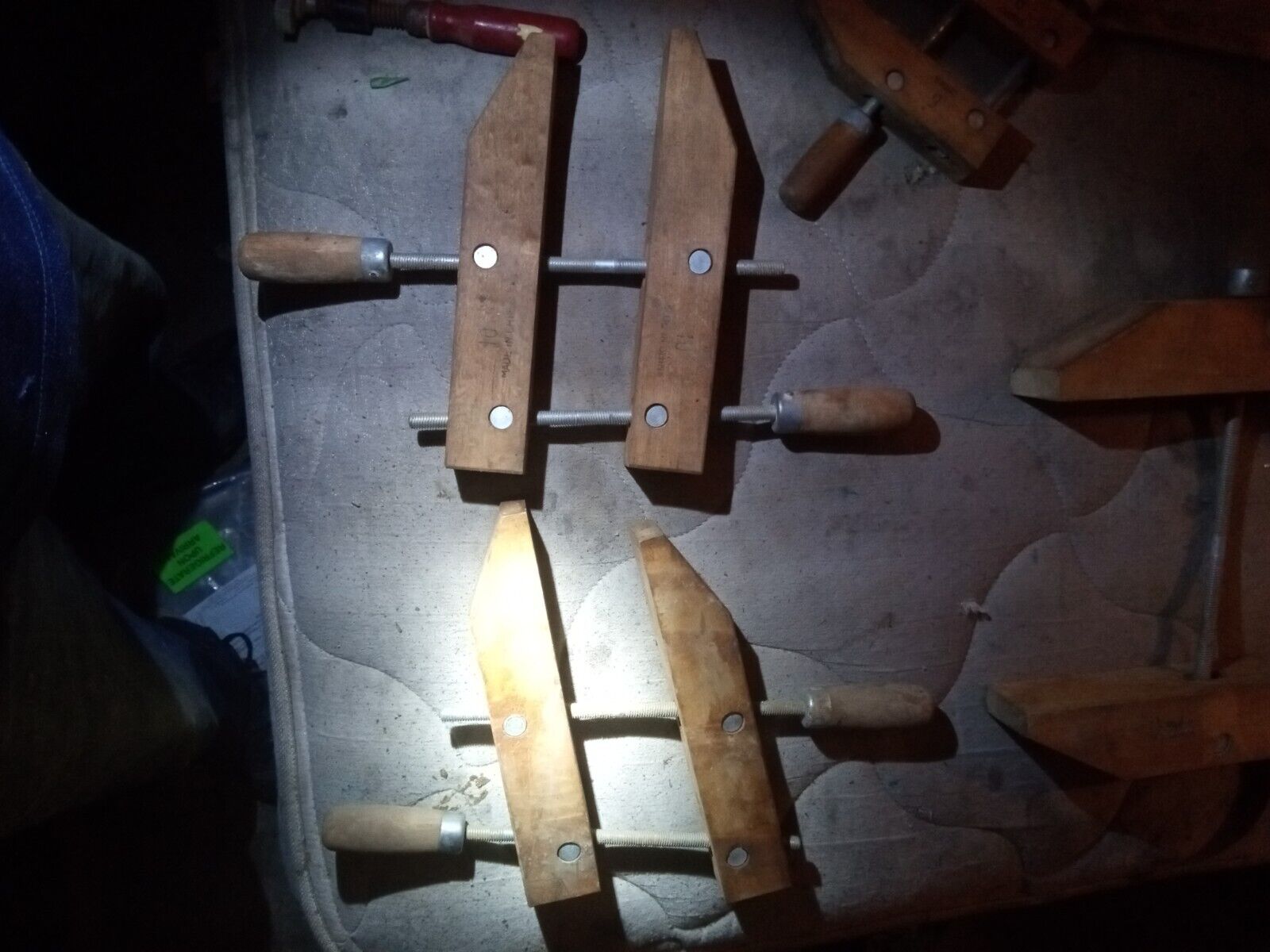 2 wooden vintage 12” clamps
