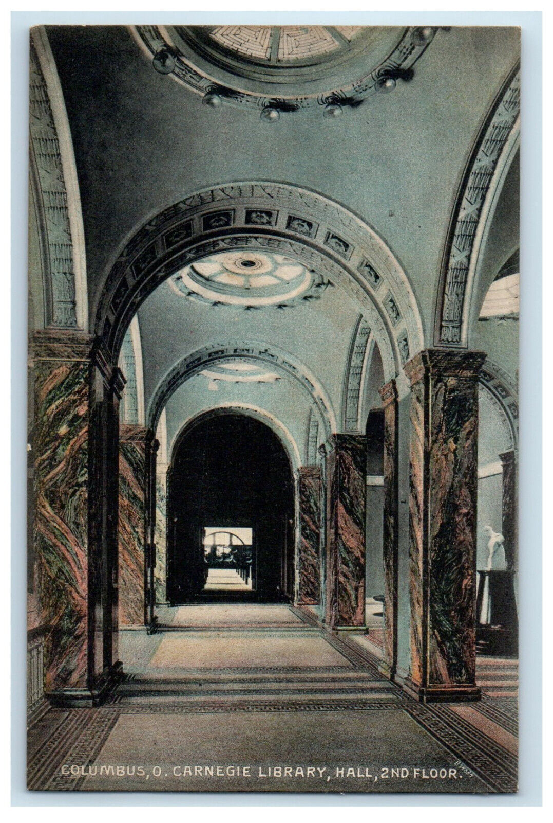 c1910 Carnegie Library 2nd Floor, Columbus Ohio OH Antique Postcard