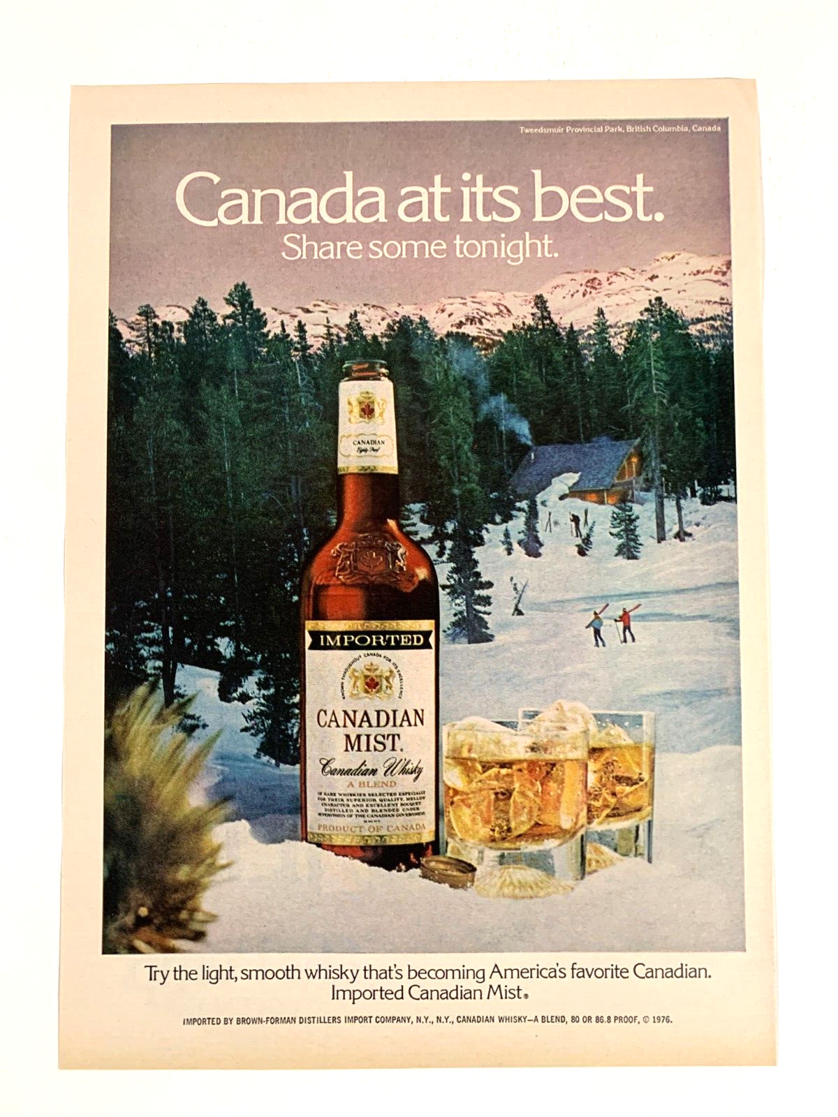 1979  Canadian Mist Whisky PRINT AD Canada at its best pretty snowy landscape